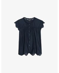 Zadig & Voltaire - Tika Embroidered Round-Neck Cotton-Blend Top - Lyst