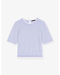Maje - Rhinestone-Embellished Short-Sleeved Stretch Wool-Blend Jumper - Lyst