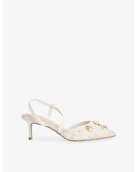 Dune - Wide Fit Dyana Flower Boucle Woven Courts - Lyst