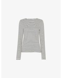 Whistles - Striped Long-Sleeved Stretch-Cotton Top - Lyst