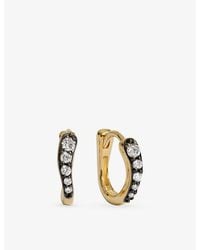 Monica Vinader - Riva Pavé Diamond Blackened 18Ct Vermeil And 0.14Ct Lab Grown Diamond Huggie Earrings - Lyst