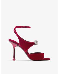 Jimmy Choo - Orb 95 Crystal-Embellished Heeled Velvet Sandals - Lyst
