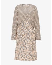 Marni - Printed Crepe De Chine Silk Midi Dress - Lyst