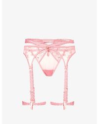 Lounge Underwear - Casey Floral-embroidered Mesh Two-piece Set - Lyst