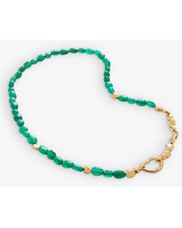Monica Vinader - Beaded-chain 18ct Yellow -plated Vermeil Recycled Sterling-silver And Green Onyx Necklace - Lyst