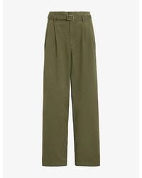 Polo Ralph Lauren - Straight-Leg Belted-Waist Cotton And Linen Trousers - Lyst