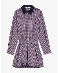 Maje - Checked Rhinestone-Embellished Cotton Mini Dress - Lyst