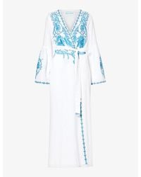 Melissa Odabash - Romilly Floral-embroidered Cotton And Linen-blend Cover Up - Lyst