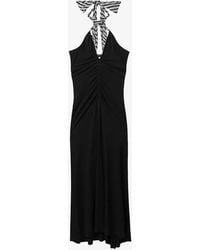 Reiss - Iris Tie-neck Slim-fit Jersey Maxi Dress - Lyst