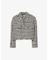 Gucci - Houndstooth-pattern Cropped Cotton-blend Jacket - Lyst