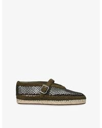 Alaïa - Fishnet Mesh And Leather Flat Espadrilles - Lyst