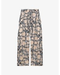 Loewe - X Paula's Ibiza Anagram-Print Wide-Leg Silk Trousers - Lyst