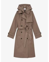 Reiss - Azura Double-Breasted Woven Trench Coat - Lyst