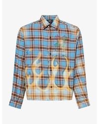 Amiri - Flames Check-Print Cotton Flannel Shirt - Lyst