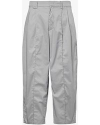 Emporio Armani - Pleated Straight-leg Cotton-blend Trousers - Lyst