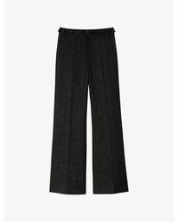Sandro - Wide-Leg High-Rise Tweed Trousers - Lyst