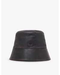 Maje - Logo-Appliqué Distressed Leather Bucket Hat - Lyst