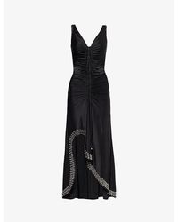Rabanne - Ruched Slim-fit Stretch-woven Maxi Dress - Lyst