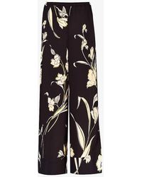 Ro&zo - Climbing-floral Wide-leg Mid-rise Recycled Polyester-blend Trousers - Lyst