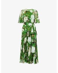 Erdem - Floral-Print Short Sleeve Stretch-Cady Midi Dress - Lyst