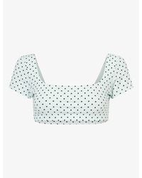 BO+TEE - Polka-Dot Cropped Stretch-Jersey Top - Lyst