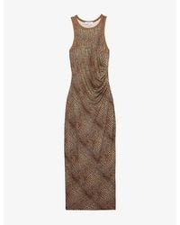 Reiss - Lola Snake-Print Jersey Midi Dress - Lyst