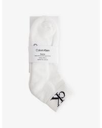 Calvin Klein - Monogram Stretch-Cotton Quarter Socks Pack Of Two - Lyst