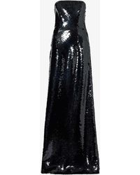 Alberta Ferretti - Strapless Sequin-embellished Woven Maxi Dress - Lyst