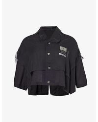 Undercover - Semi-sheer Cropped Woven Shirt - Lyst
