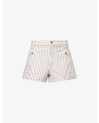 FRAME - The Cruise Striped Cotton Shorts - Lyst