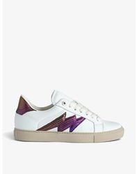 Zadig & Voltaire - La Flash Lightening-bolt Leather Low-top Trainers - Lyst