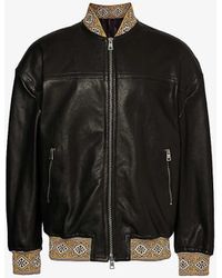 Etro - Relaxed-fit Contrast-trim Leather Jacket - Lyst