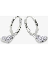 Monica Vinader - Heart Sterling-silver And 1.7ct Diamond huggie Earrings - Lyst