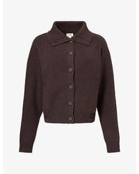ADANOLA - Funnel-Neck Collar Cotton-Knit Cardigan - Lyst