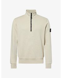 Stone Island - Logo-Patch Half-Zip Cotton Sweatshirt - Lyst