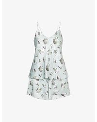 Olivia Von Halle - Elle Seashell-Print Silk Pyjama Set - Lyst
