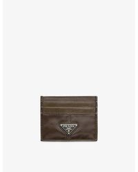 Prada - Enamelled-Logo Leather Card Holder - Lyst