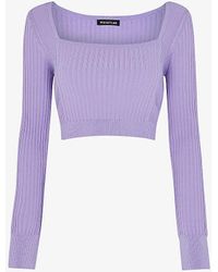 Whistles - Cropped Rib-knit Recycled Polyester-blend Top - Lyst