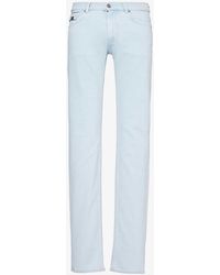 Versace - Five-pocket Brand-plaque Slim-fit Low-rise Stretch-denim Blend Jeans - Lyst