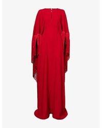 ‎Taller Marmo - Fringed Cape Woven Maxi Dress - Lyst