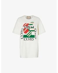 Gucci - Cherry And Logo-print Cotton-jersey T-shirt - Lyst