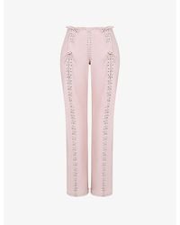 House Of Cb - Elliot Lace-up Straight-leg Mid-rise Faux-leather Trouser - Lyst