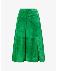 Bottega Veneta - Wrap-Front A-Line Suede Midi Skirt - Lyst