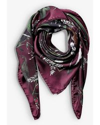 Aspinal of London - Woodland Graphic-print Silk Scarf - Lyst