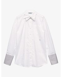Prada - Embroidered-Logo Menswear-Fit Cotton Poplin Shirt - Lyst