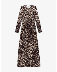 Ro&zo - Leopard-Print Long-Sleeve Stretch-Jersey Midi Dress - Lyst