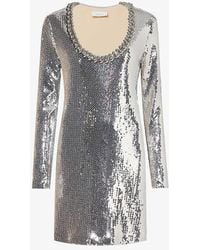 Rabanne - Sequin-embellished Scoop-neck Stretch-woven Mini Dress - Lyst