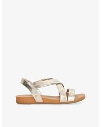 Dune - Landies Cross-Strap Metallic Leather Sandals - Lyst