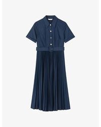LK Bennett - Cally Pleated Cotton-Blend Shirt Dress - Lyst