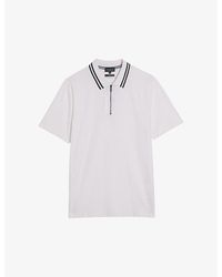 Ted Baker - Orbite Contrast-trim Stretch-cotton Polo Shirt - Lyst